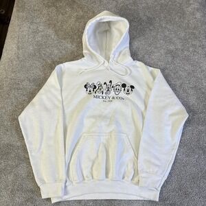 Mickey & Co White & Black Hoodie Medium Disney Classic Pullover Sweatshirt